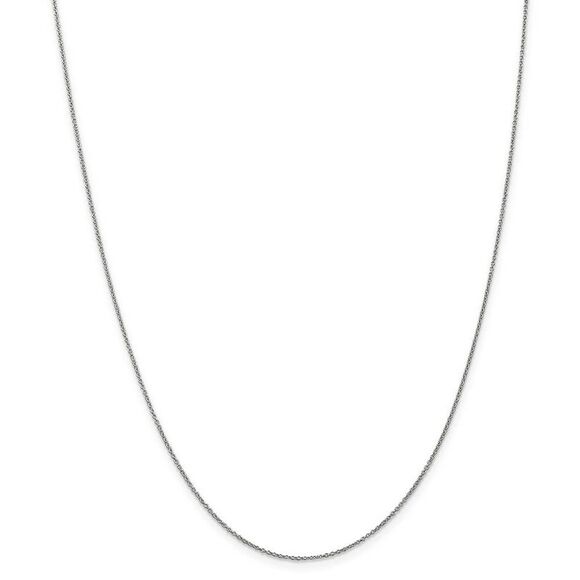 0.9mm 14k White Gold Solid Round Cable Chain Necklace, 16 Inch - Picture 2 of 8